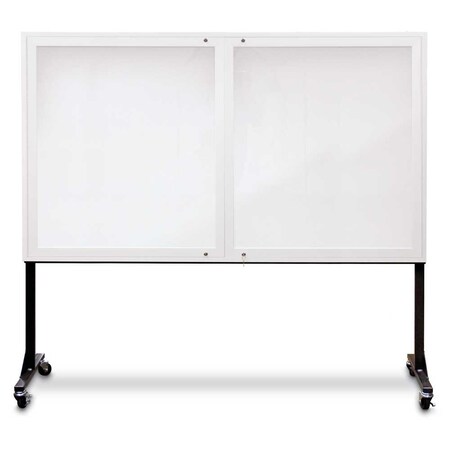 United Visual Products Sliding Door Indoor Enclosed Corkboard, 3 UV9019ACS-BRONZE-PEARL